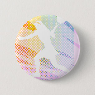 Female tennis player butt on 6 cm round badge