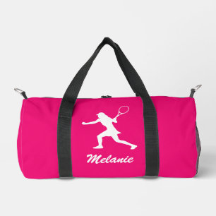 Female tennis player custom pink sports duffle bag