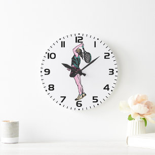 Female Tennis Player  Large Clock