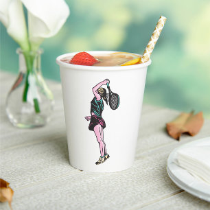 Female Tennis Player  Paper Cups