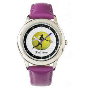 Female Tennis Player Silhouette Girls Name Ball  Watch