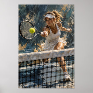 Female Tennis Player Wall Art – Dynamic Net Volley
