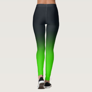Female Trainer Faded Neon Green and Black Gym Leggings