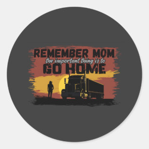 Female Trucker Mum Road Journey Family Love Design Classic Round Sticker