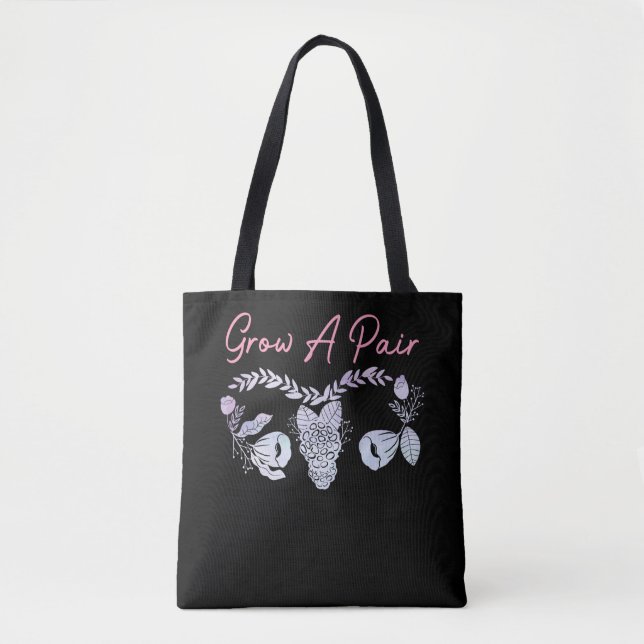 Female Uterus Grow A Pair Flower Ovary Feminist Tote Bag (Front)