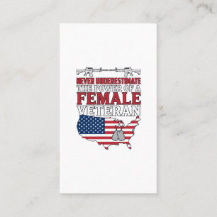 Female Veteran Power Patriotic Vintage Shirt Desig Business Card