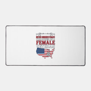 Female Veteran Power Patriotic Vintage Shirt Desig Desk Mat