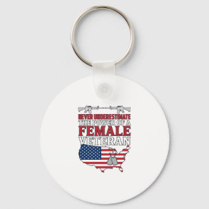Female Veteran Power Patriotic Vintage Shirt Desig Key Ring