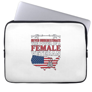 Female Veteran Power Patriotic Vintage Shirt Desig Laptop Sleeve