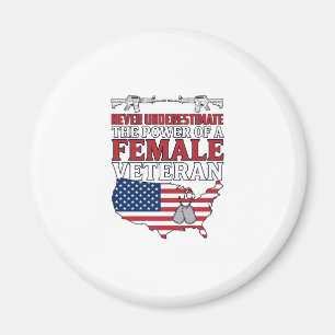 Female Veteran Power Patriotic Vintage Shirt Desig Magnet