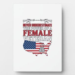 Female Veteran Power Patriotic Vintage Shirt Desig Plaque