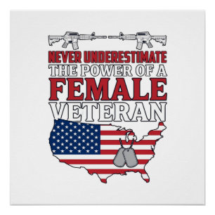 Female Veteran Power Patriotic Vintage Shirt Desig Poster