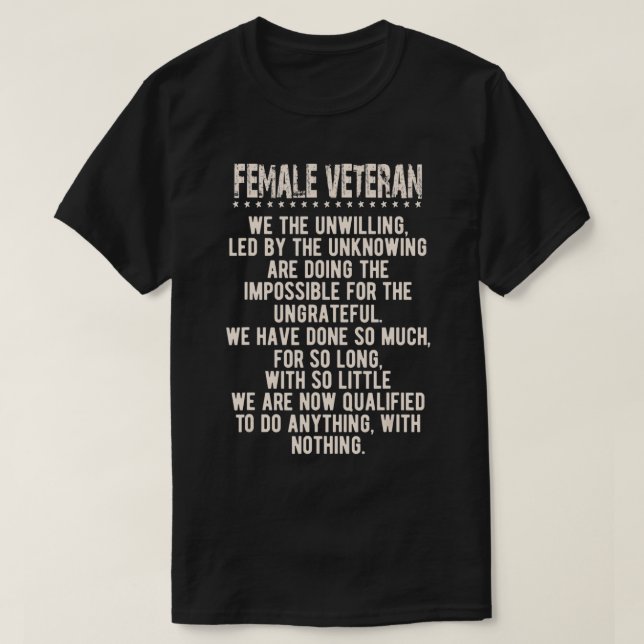 Female Veteran Woman Combat Patriotic T-Shirt (Design Front)