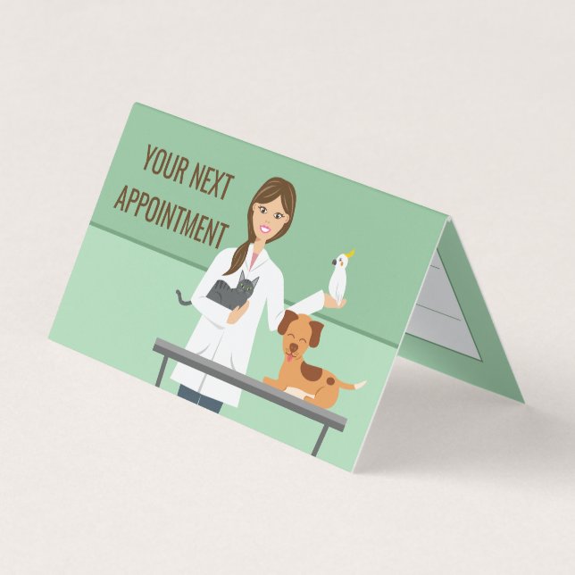 Female Veterinarian - Customer Appointment Business Card (Front)