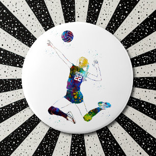 Female Volleyball Player 6 Cm Round Badge