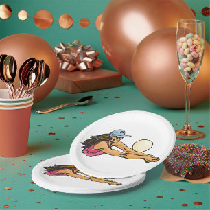 Female Volleyball Player Paper Plate