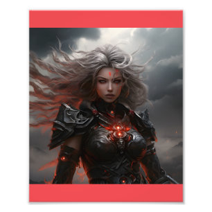female warrior thunder and lightning photo print