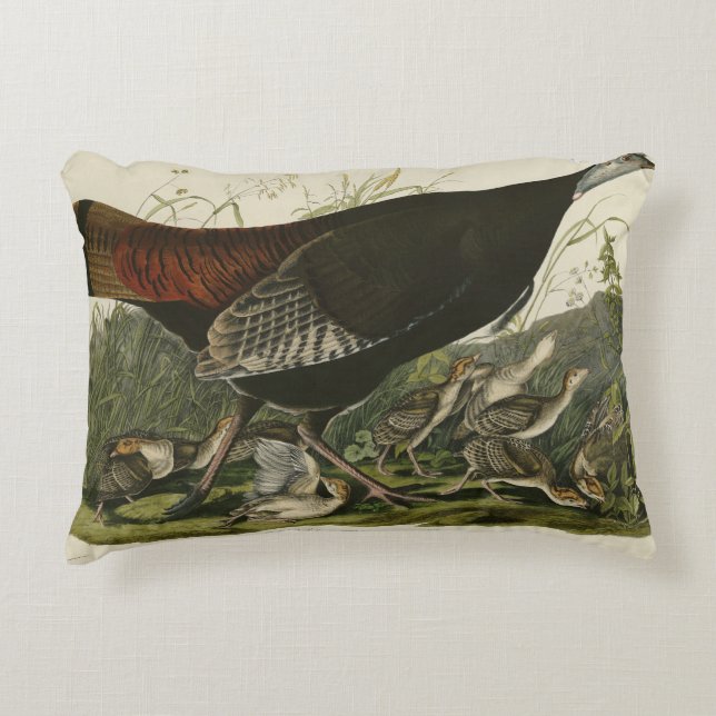 Female Wild Turkey from Audubon's Birds of America Decorative Cushion (Front)