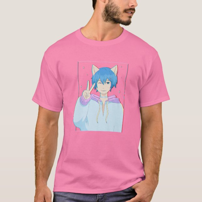 Femboy Anime Boy Neko Crossdressing Yaoi Pastel Ae T-Shirt (Front)