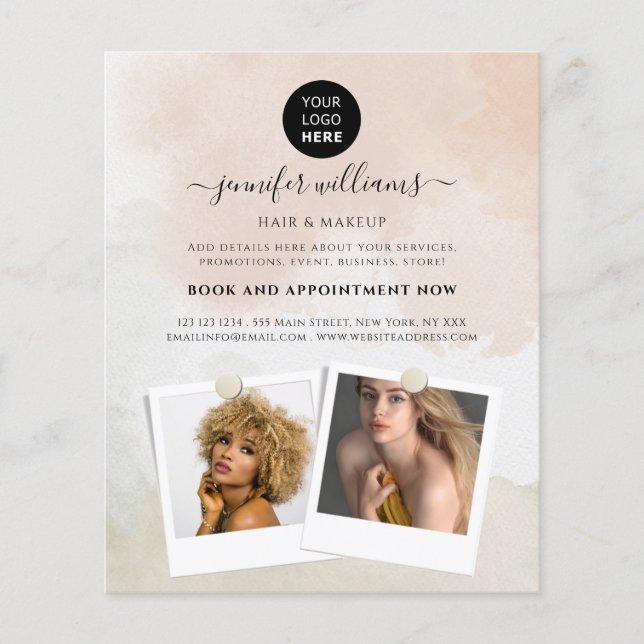 Feminine Abstract Watercolor Paint Promotional Flyer (Front)