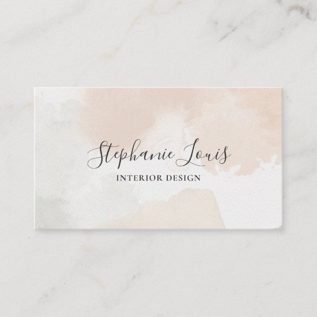 Feminine Abstract Watercolor Paint splotches Boho Calling Card (Front)