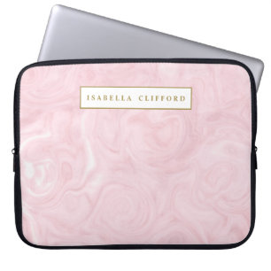 Feminine Agate rose gold faux gold add your name Laptop Sleeve