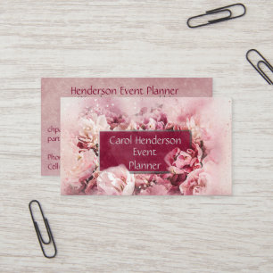 Feminine and Elegant Floral Event Party Planner Business Card
