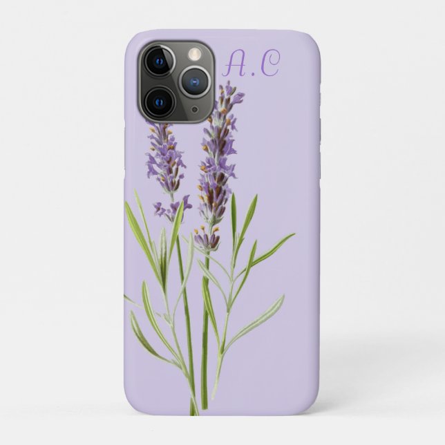 Feminine and Girly Lavender Purple Monogram Case-Mate iPhone Case (Back)