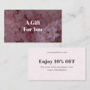 Feminine and romantic pink lilac  discount card
