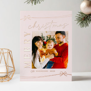 Feminine Baby Pink Minimal Christmas Photo