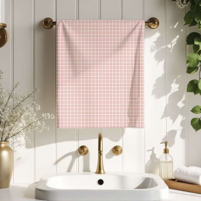 Feminine Bath Towel Rose Gold Plaid for Mum (Feminine Bath Towel Rose Gold Plaid for Mom)