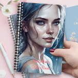 Feminine Beautiful Woman's Portrait in Blue Hues Notebook<br><div class="desc">Searching for the perfect notebook that's as unique as you are? The front is adorned with a stunning watercolor sketch of a woman's portrait, bathed in gorgeous blue hues. It's not just a notebook; it's a piece of art waiting to be filled with your thoughts, dreams, and doodles. And here's...</div>