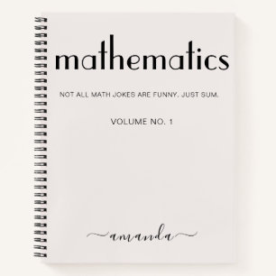 Feminine Beige Black Personalised Mathematics Notebook