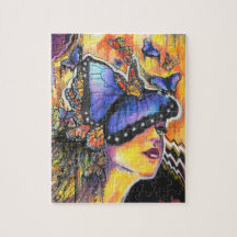 Feminine Blue Butterfly Abstract Art Painting