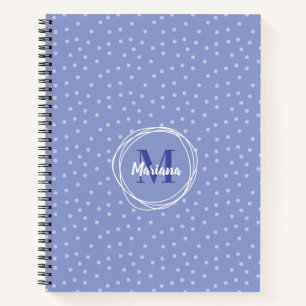 Feminine Blue Dots Pattern Monogram Notebook