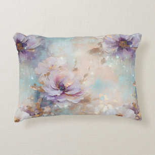 Feminine Blue White Lavender Flowers Decorative Cushion