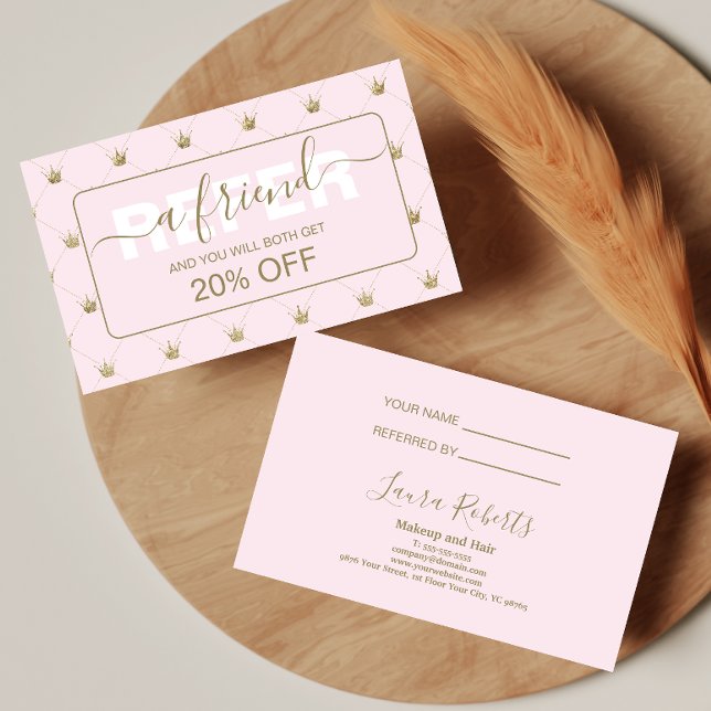 Feminine Blush Crown Style Referral Card (Creator Uploaded)