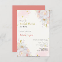 Feminine Blush Gold Floral Bridal Shower Tea Party