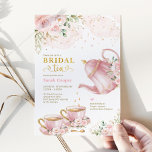 Feminine Blush Gold Floral Bridal Shower Tea Party Invitation<br><div class="desc">Tea party themed bridal shower invite. Click the "customise further" button if you wish to re-arrange and format the style and placement of the text. Comes with a matching floral pattern backside.</div>