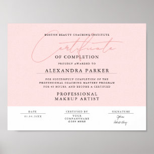 Feminine Blush Pink And White Certificate Award Poster