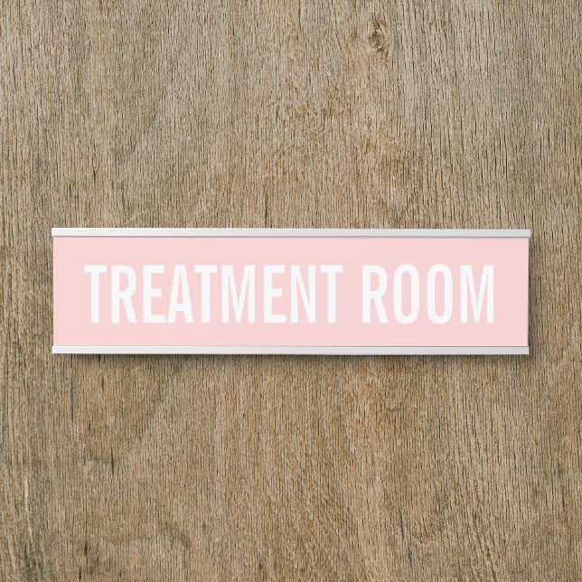 Feminine Blush Pink Beauty Salon Spa Room Door Sign (Feminine blush pink and white door sign)