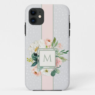 Feminine Blush Pink Floral with Your Monogram Case-Mate iPhone Case