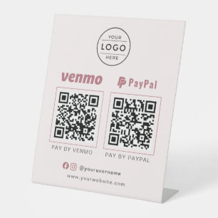 Feminine Blush Pink Logo QR Code Business Sign