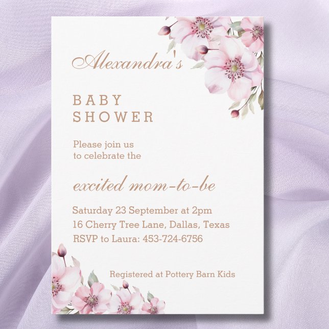 Feminine Blush Pink Roses Floral Baby Shower Invitation (Creator Uploaded)