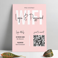 Feminine Blush Pink WIFI Password Scan QR Code