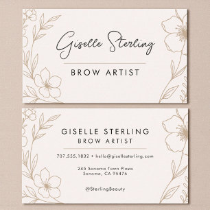 Feminine Botanical Black and Blush Beauty Business Card