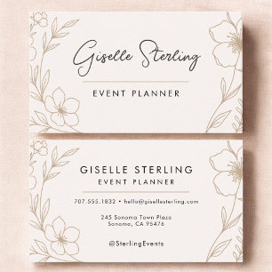 Feminine Botanical Black and Blush Planning Business Card