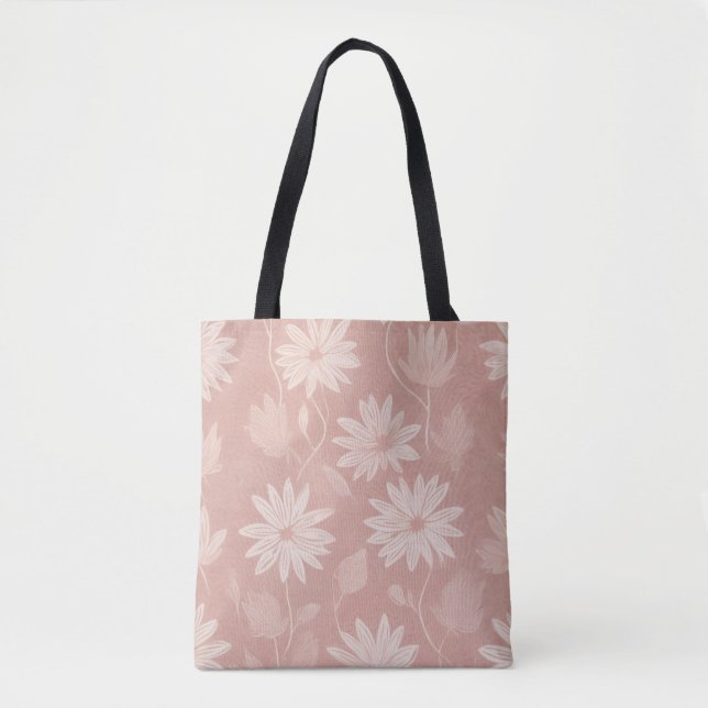 Feminine Botanical Daisy Tote Bag (Front)