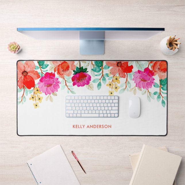 Feminine Botanical Trendy Floral Pattern Decal Desk Mat (Office 1)