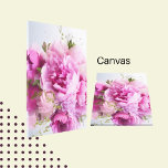 Feminine Bouquet Pink Peonies Floral  Canvas Print<br><div class="desc">This canvas print has a feminine feel with soft pink peonies. The canvas is filled with lush, full blooms in shades of pink that almost seem to be bursting from the canvas. Each petal has been carefully detailed to capture every delicate ruffles at their edges. The background has light colour...</div>